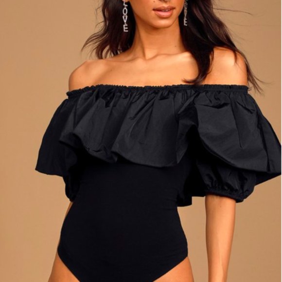 New Free People Romantic Bodysuit Black $78 XS 2-4 - Picture 1 of 4